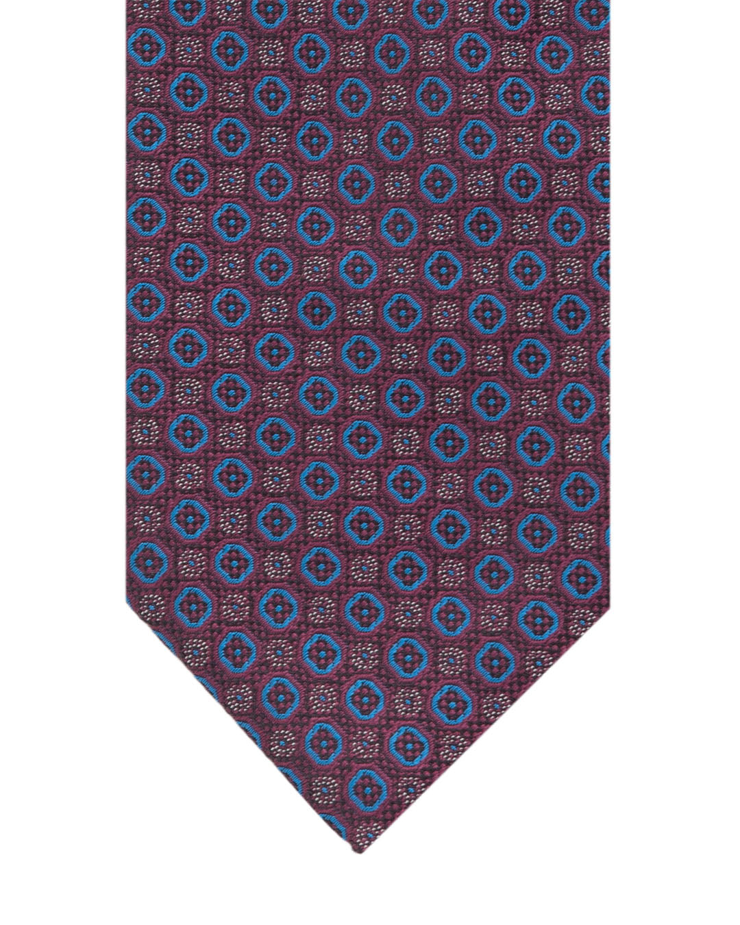 Burgundy Geo Floral Italian Silk Tie