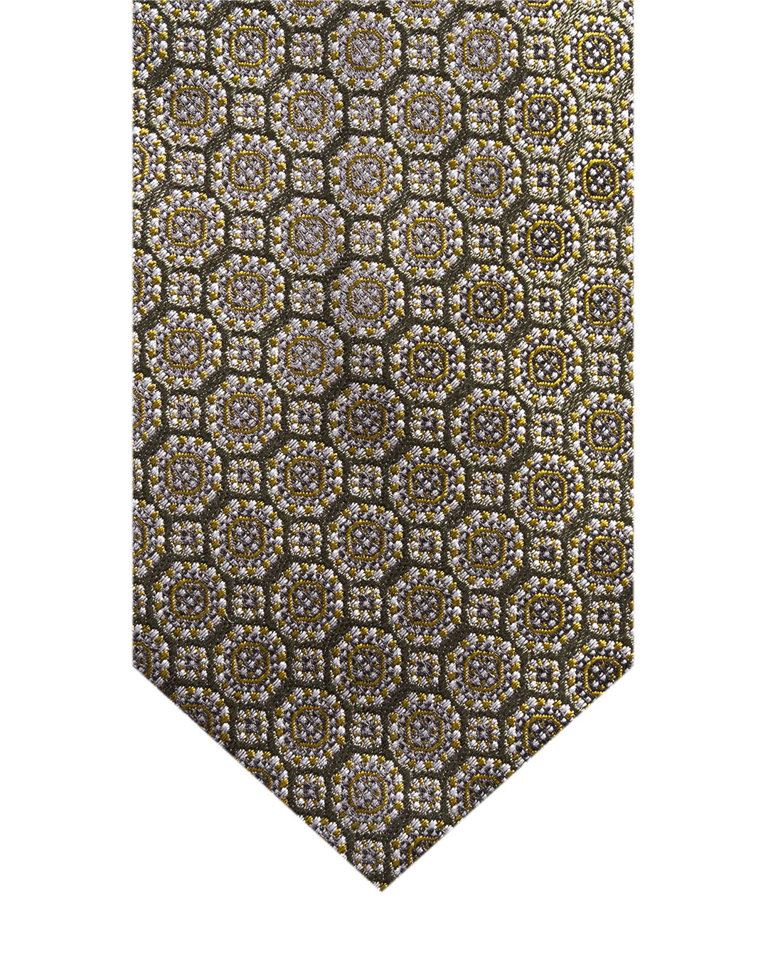 Olive Mini Medallions Italian Silk Tie