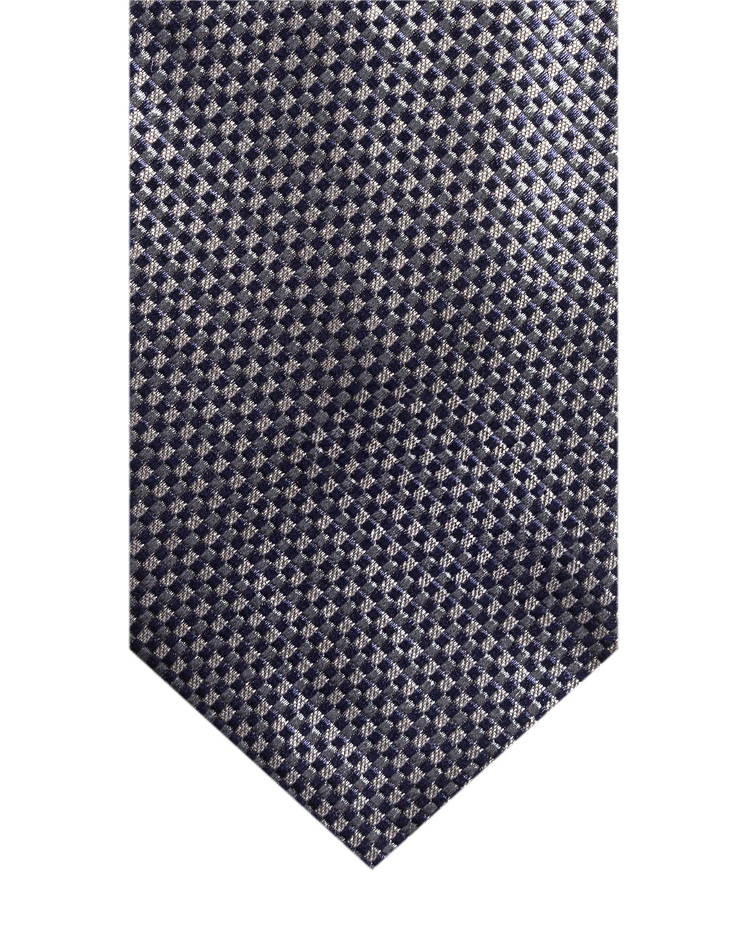 Navy Checkered Italian Silk Tie