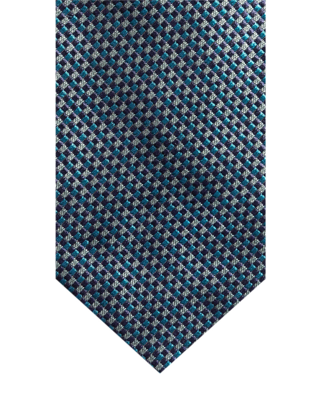 Teal Checkered Italian Silk Tie