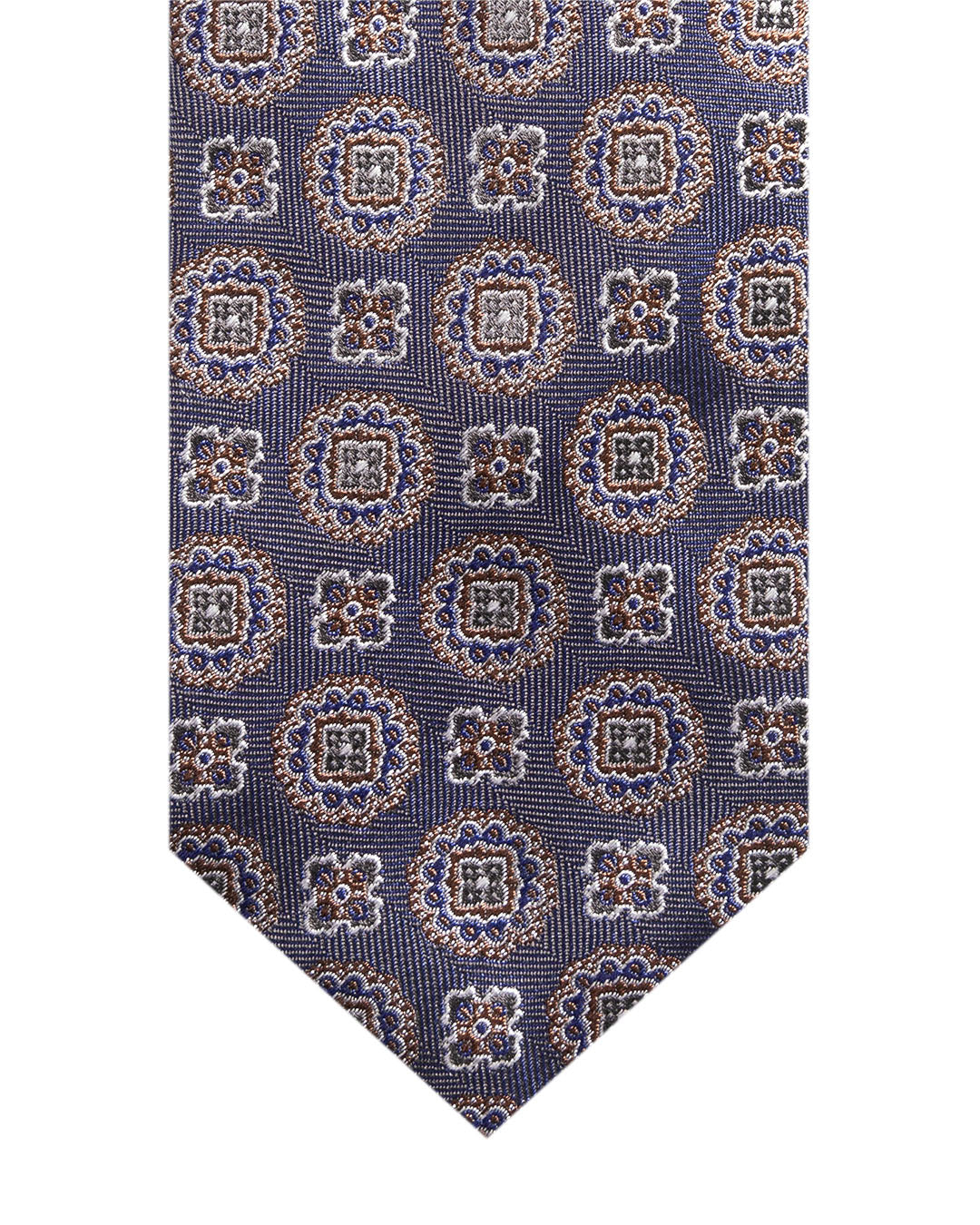 Navy Medallions Italian Silk Tie