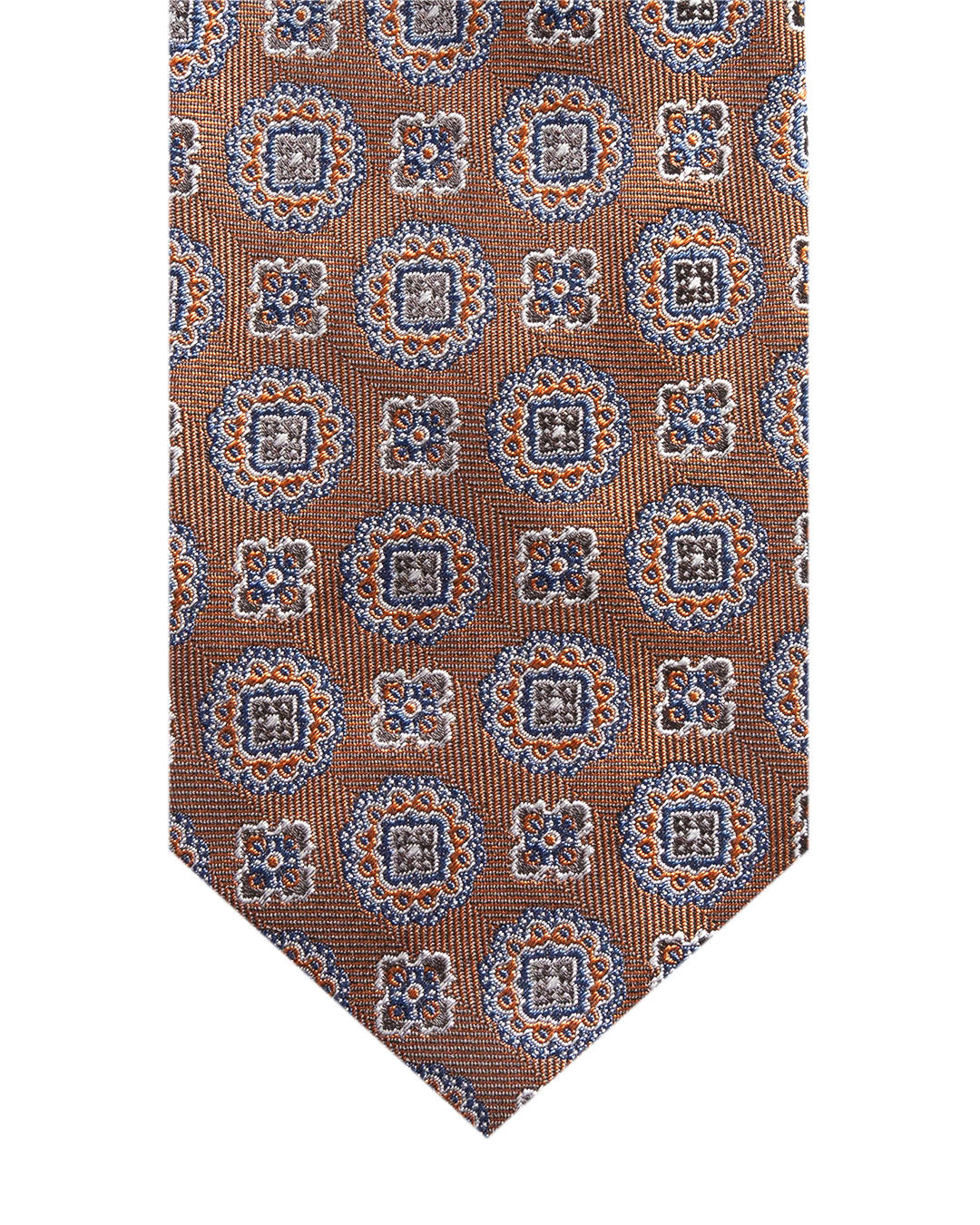 Orange Medallions Italian Silk Tie