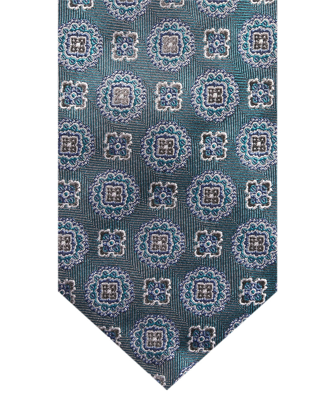 Teal Medallions Italian Silk Tie