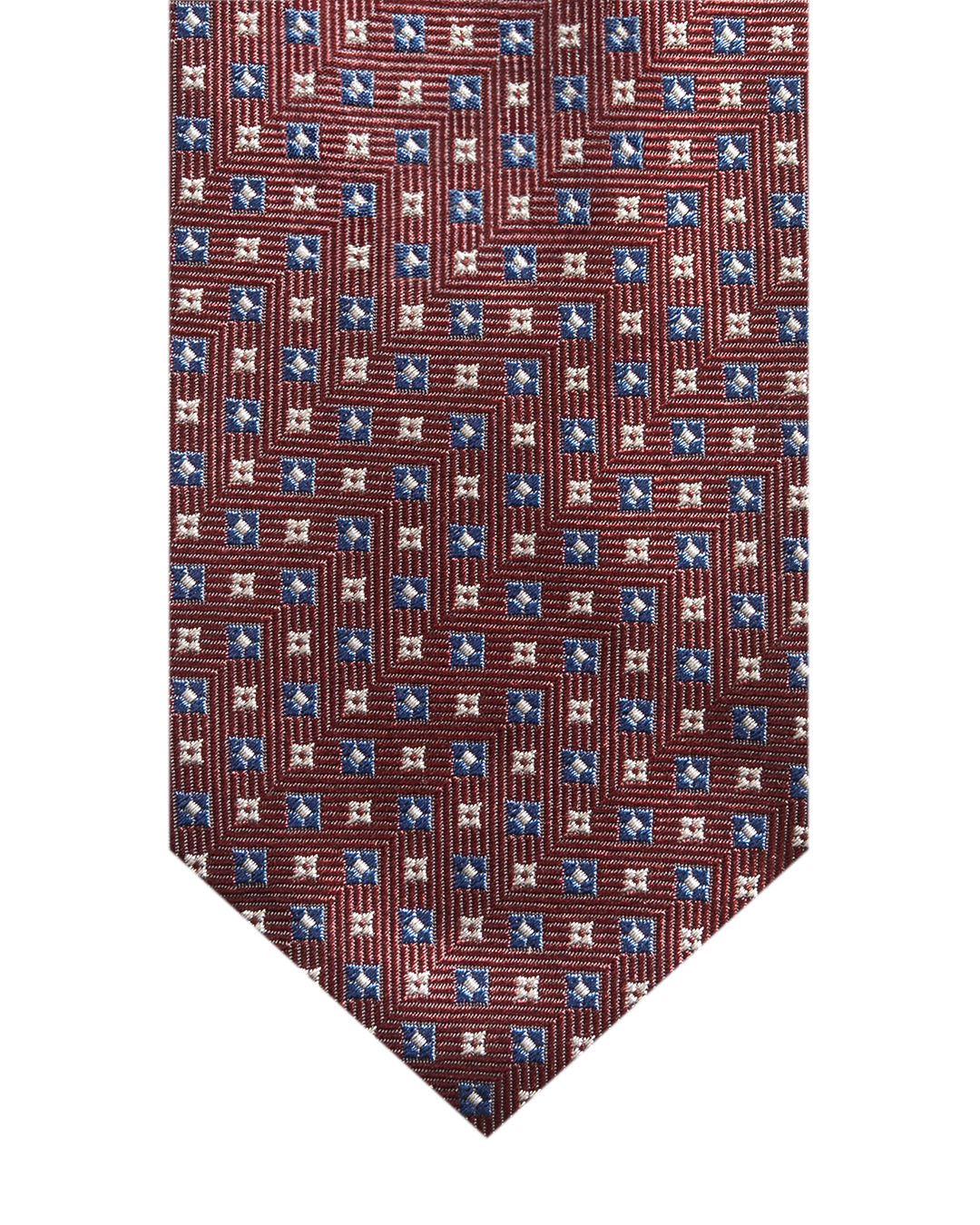 Burgundy Floral & Diamond Italian Silk Tie