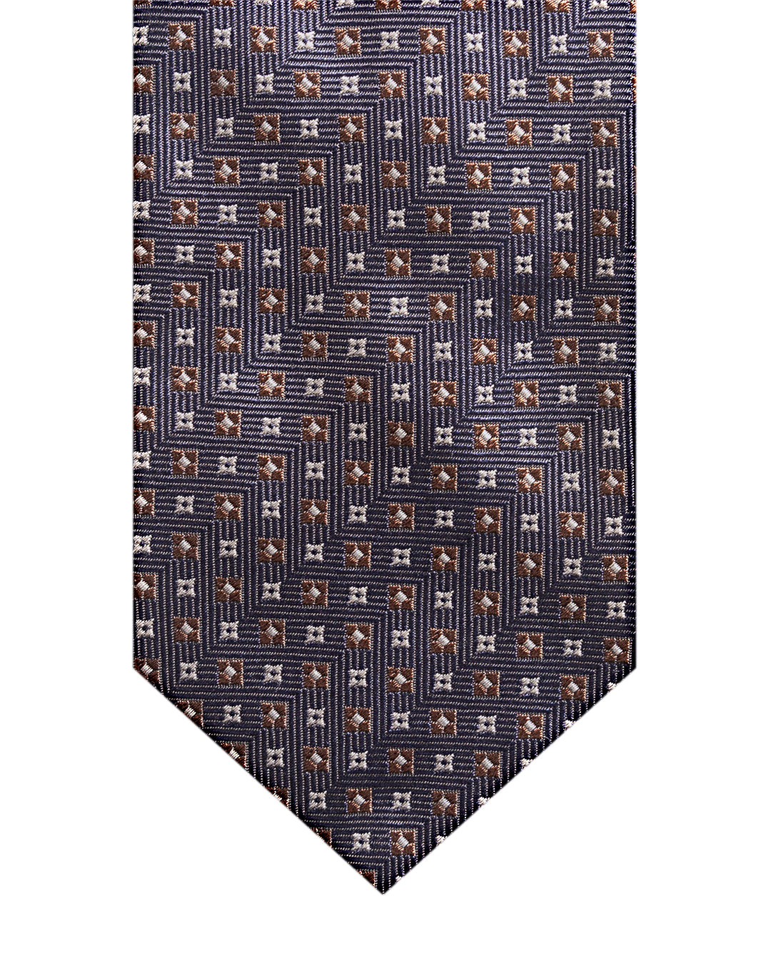 Navy Floral & Diamond Italian Silk Tie