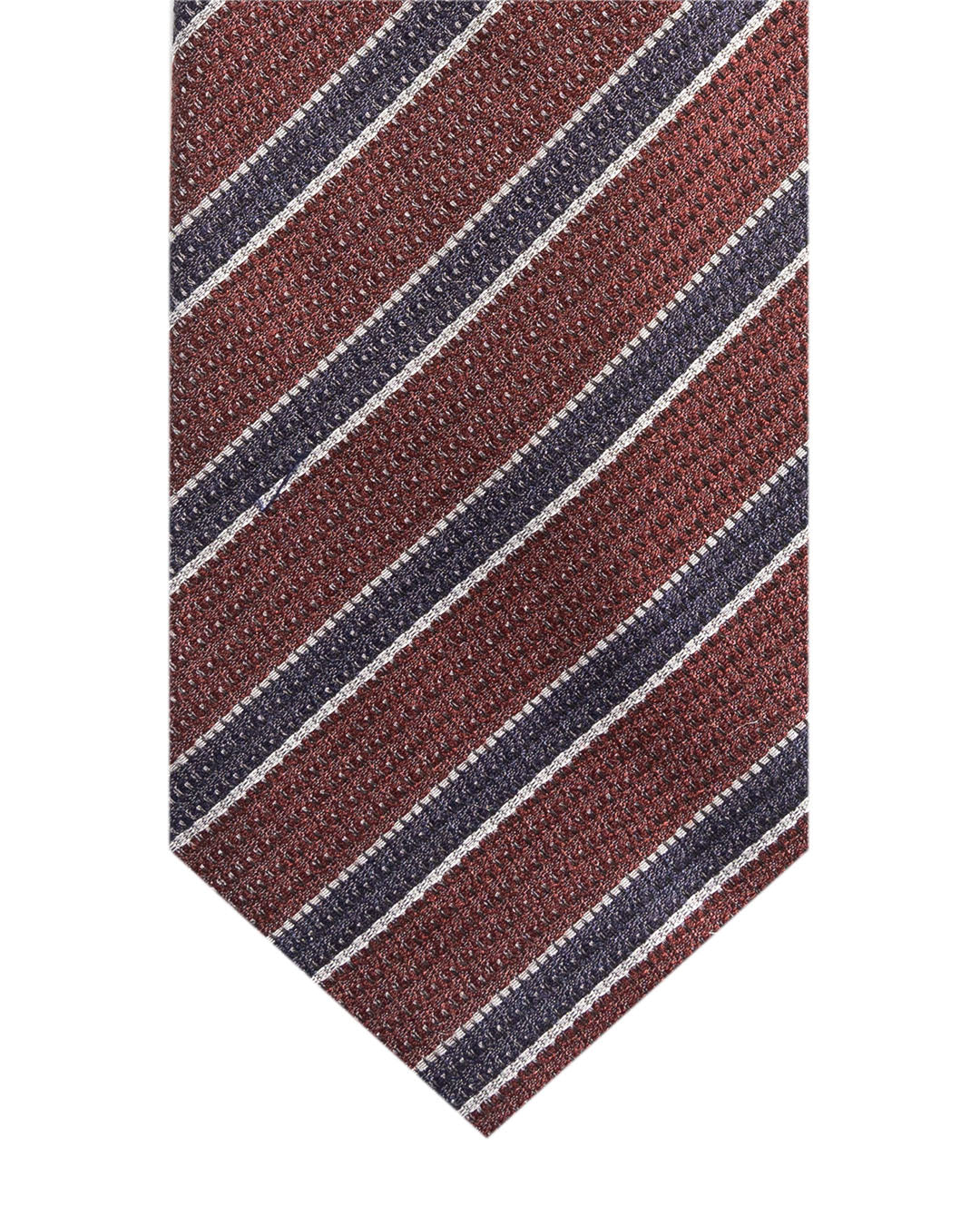 Burgundy Striped Italian Wool & Silk Tie