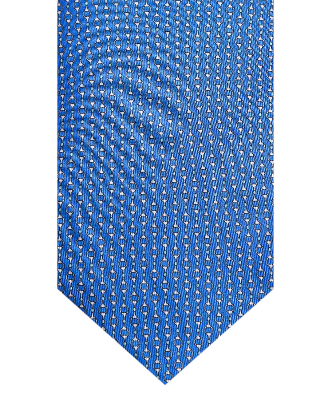 Blue Horse Bit Print Italian Silk Tie