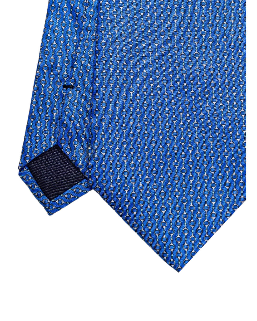 Blue Horse Bit Print Italian Silk Tie