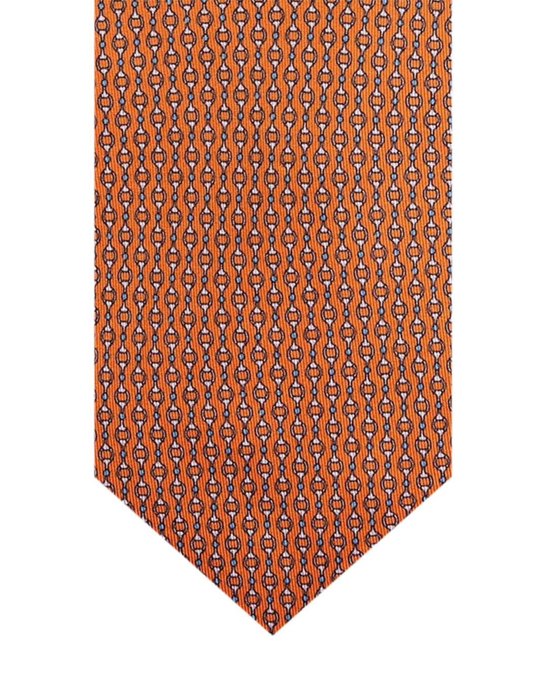 Orange Horse Bit Print Italian Silk Tie