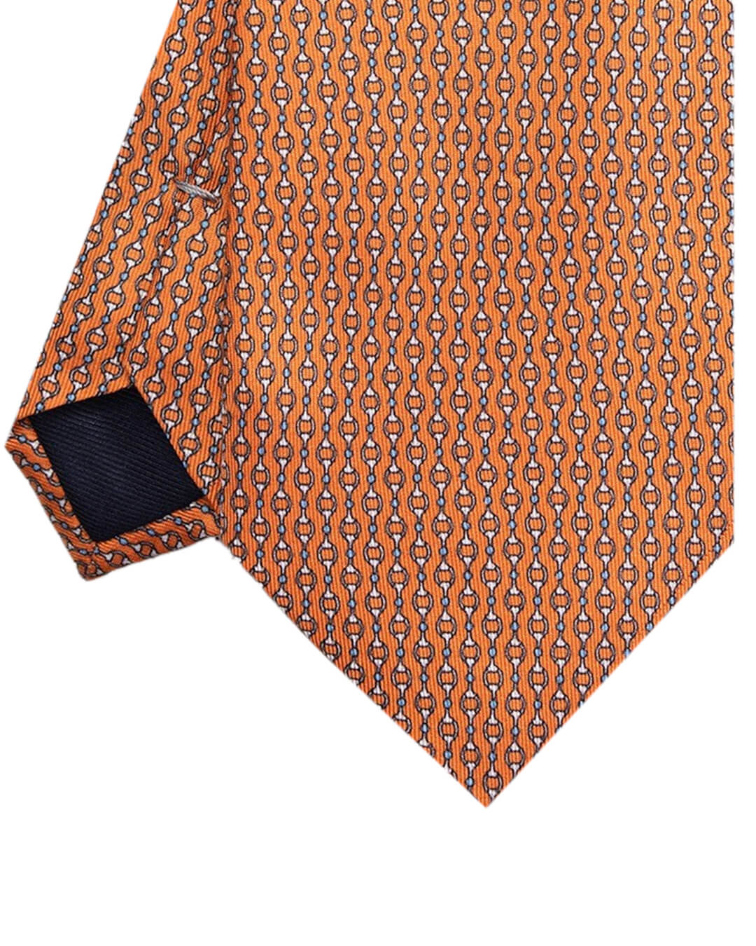 Orange Horse Bit Print Italian Silk Tie