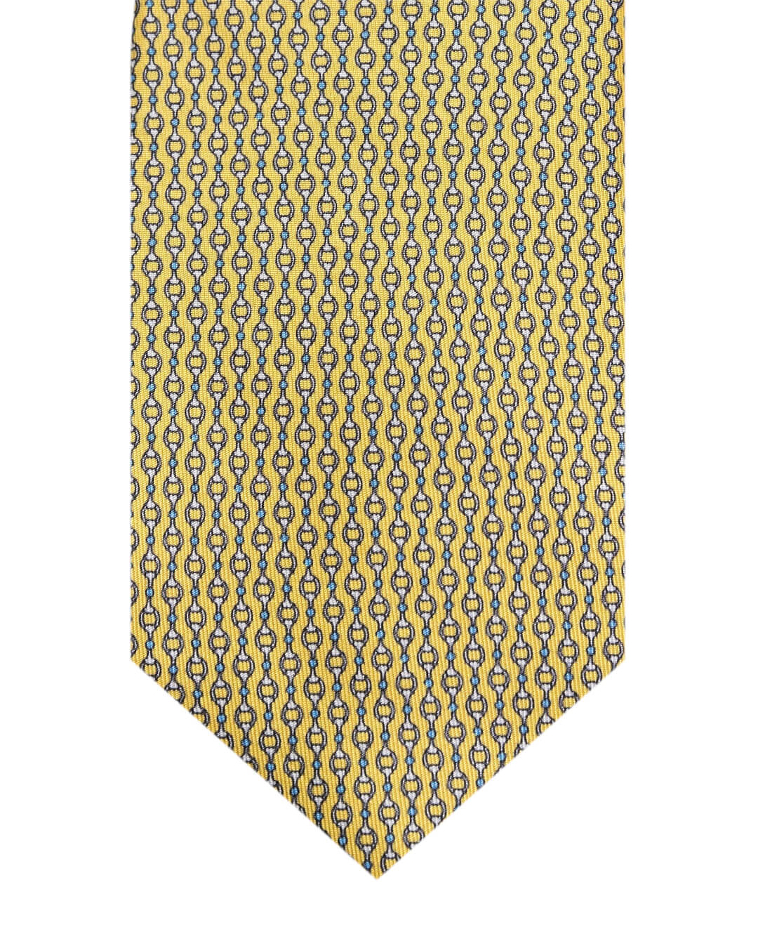 Yellow Horse Bit Print Italian Silk Tie