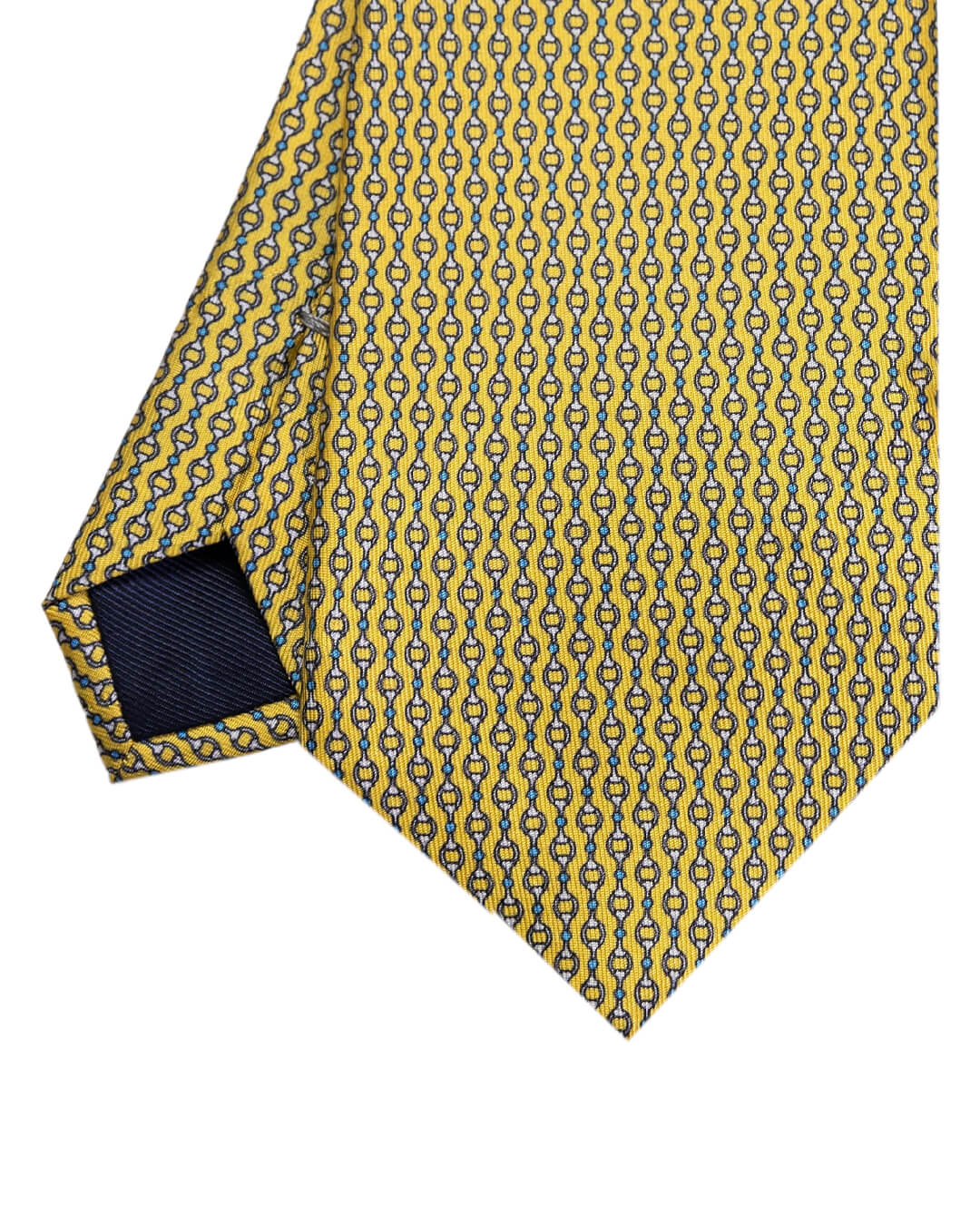 Yellow Horse Bit Print Italian Silk Tie