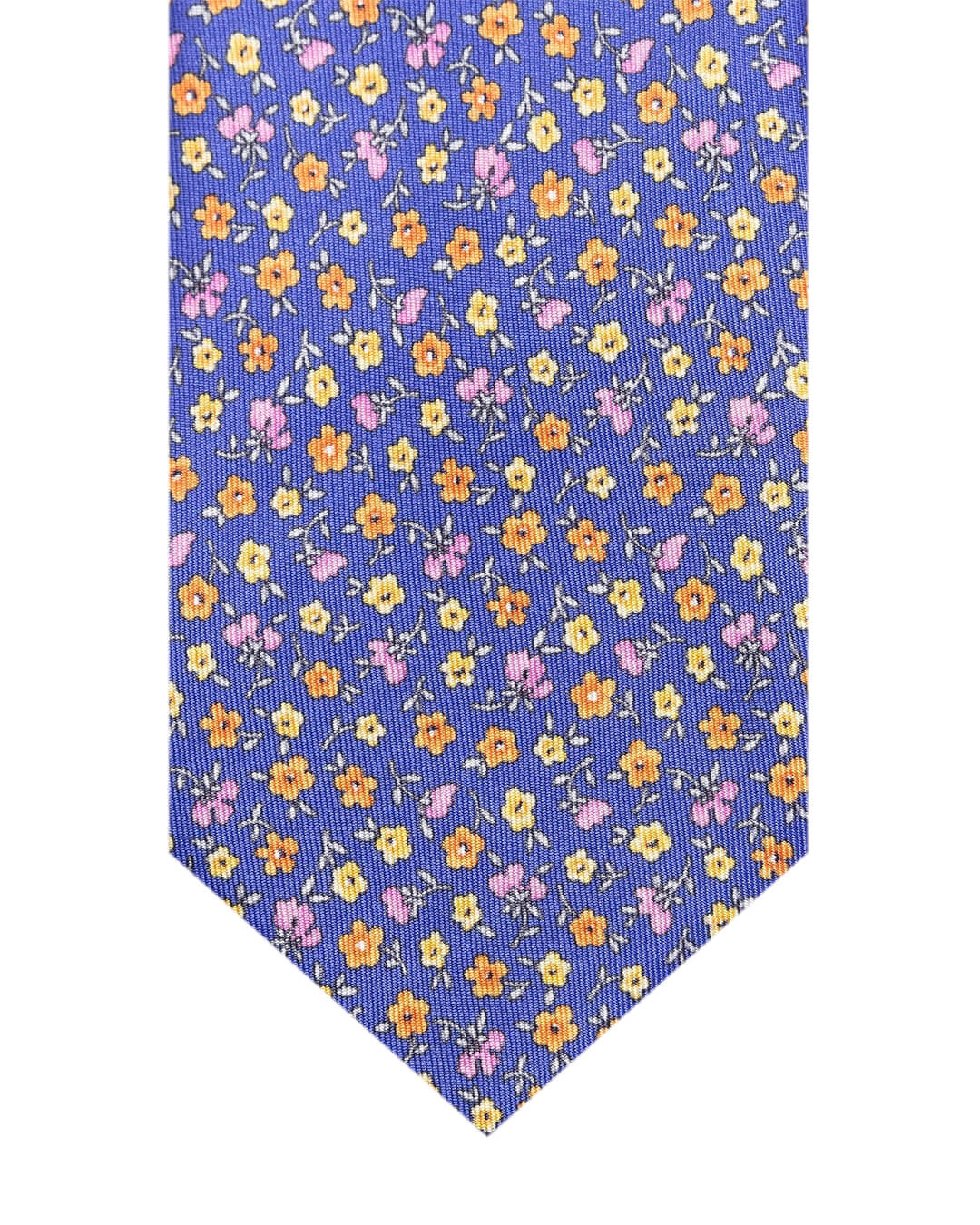 Blue Floral Print Italian Silk Tie