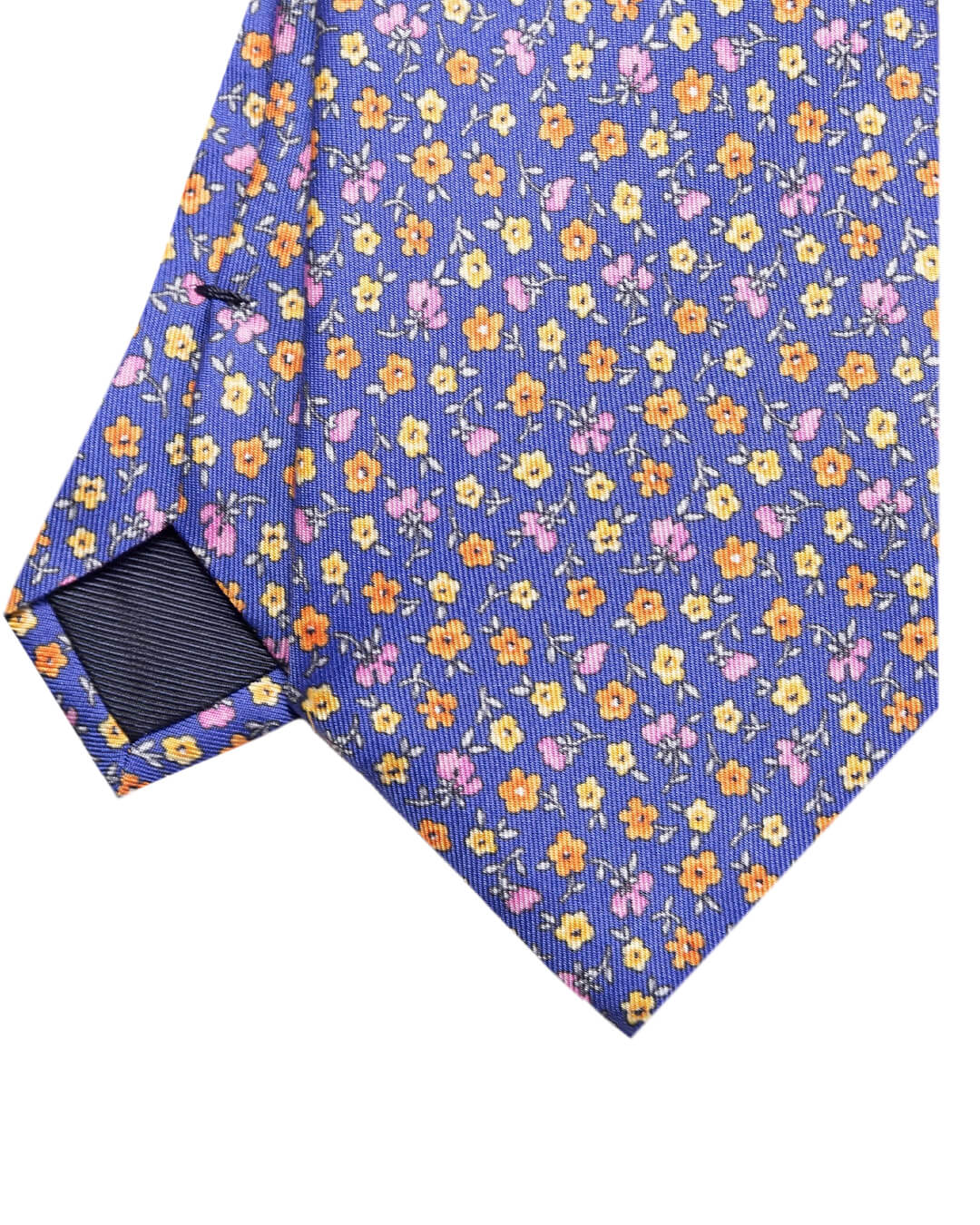 Blue Floral Print Italian Silk Tie