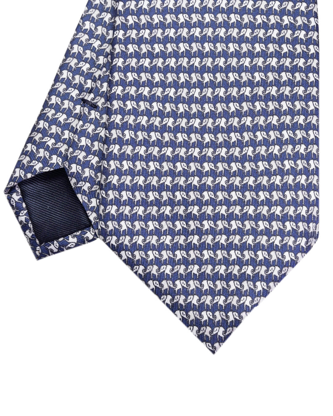 Navy Elephant Print Italian Silk Tie