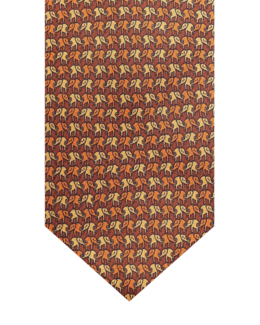 Orange Elephant Print Italian Silk Tie