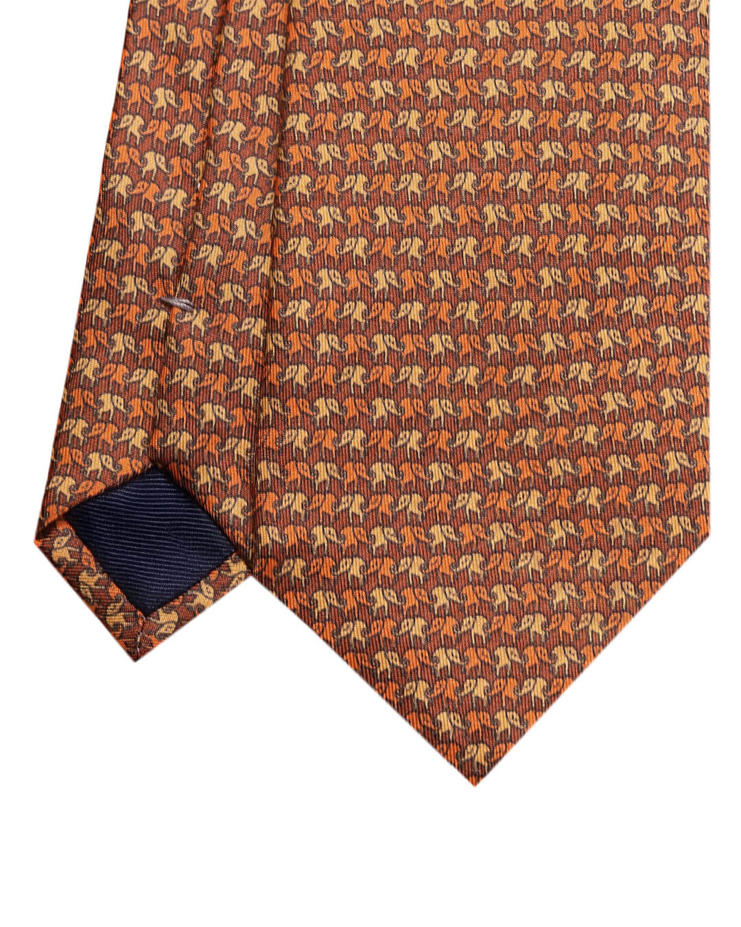 Orange Elephant Print Italian Silk Tie