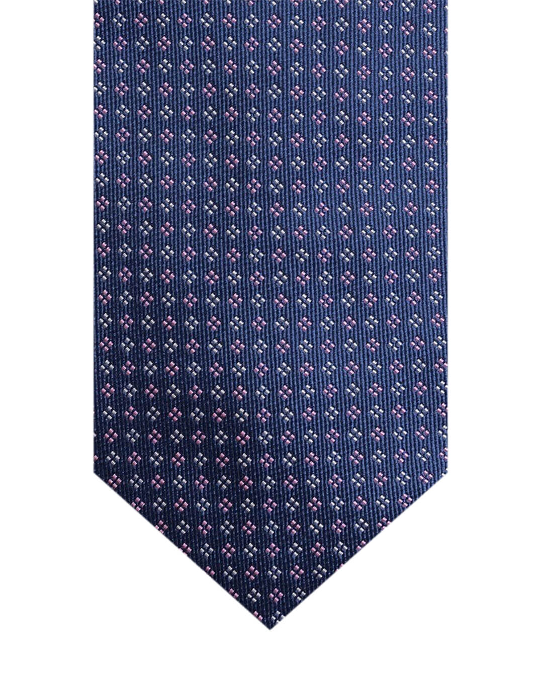 Navy Dotted Diamond Italian Silk Tie