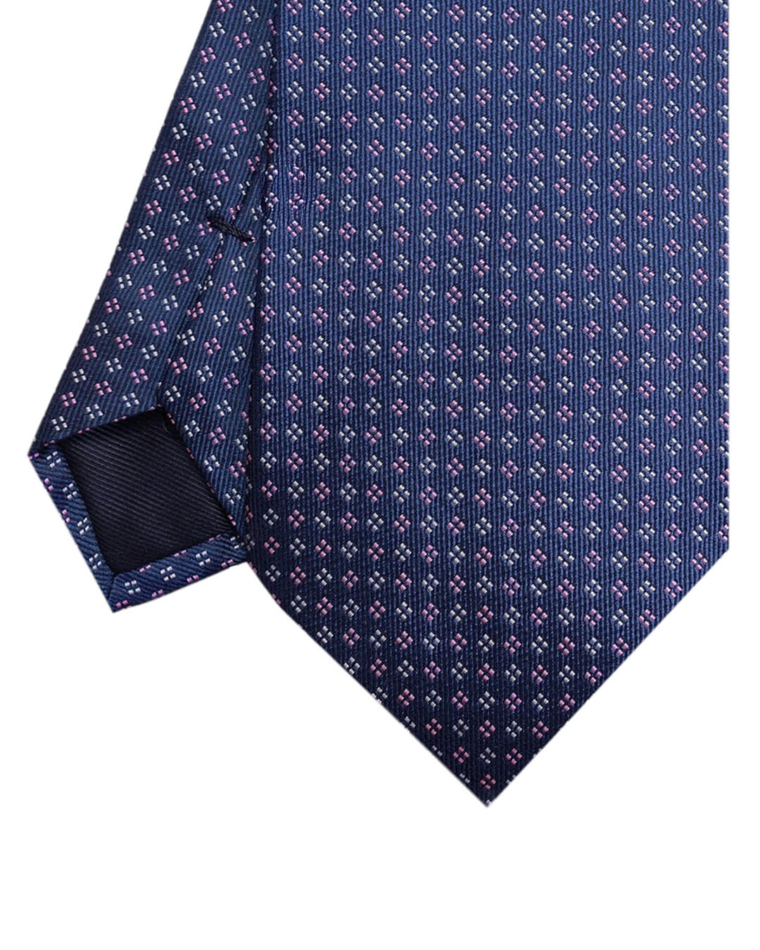 Navy Dotted Diamond Italian Silk Tie