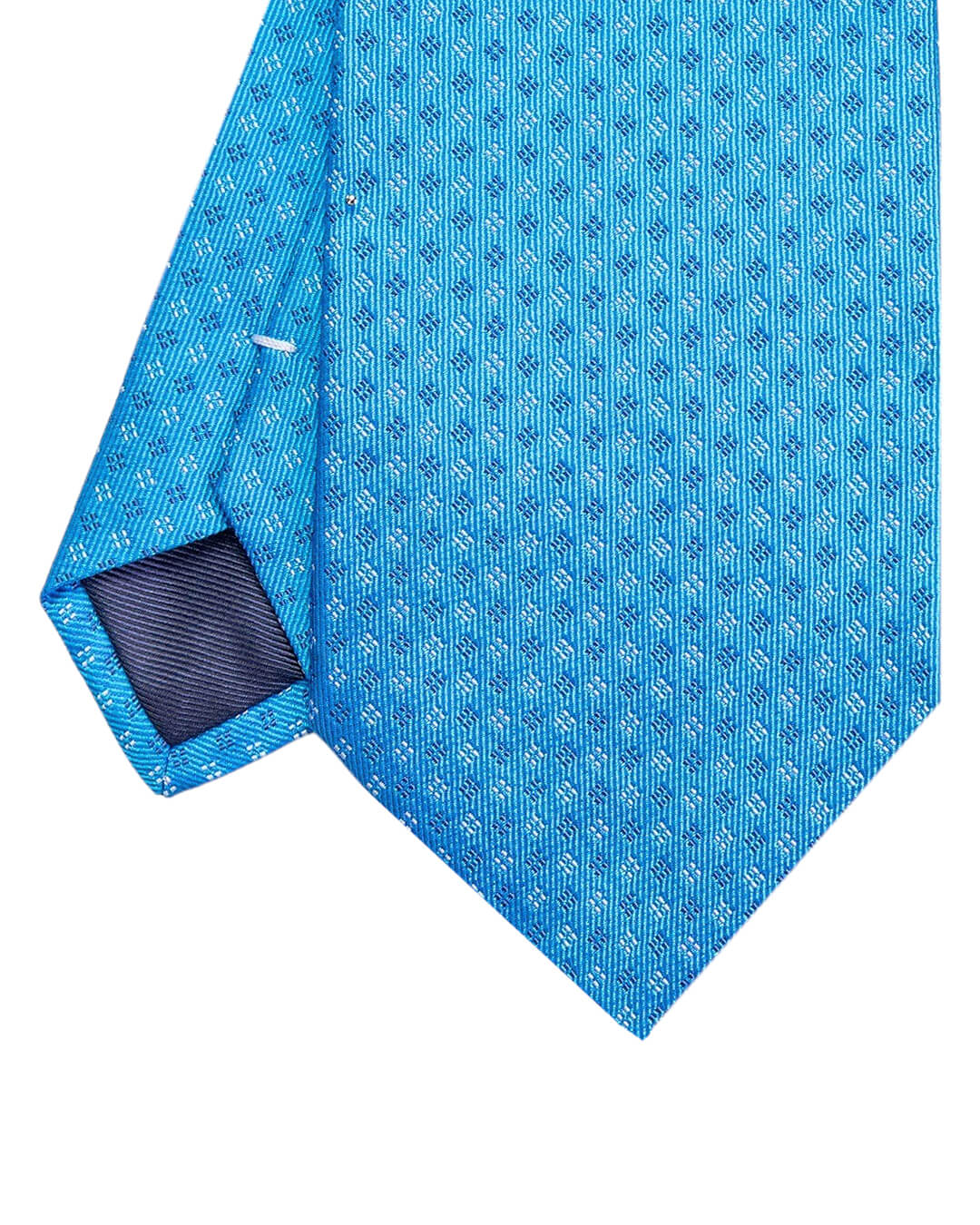 Turquoise Dotted Diamond Italian Silk Tie