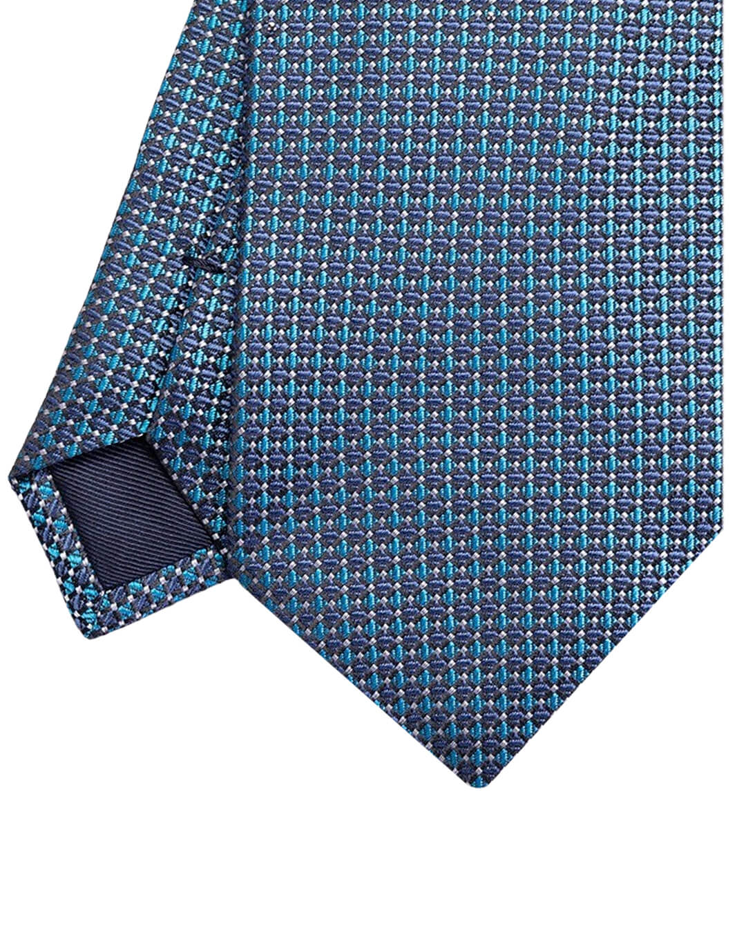 Turquoise Geometric Italian Silk Tie