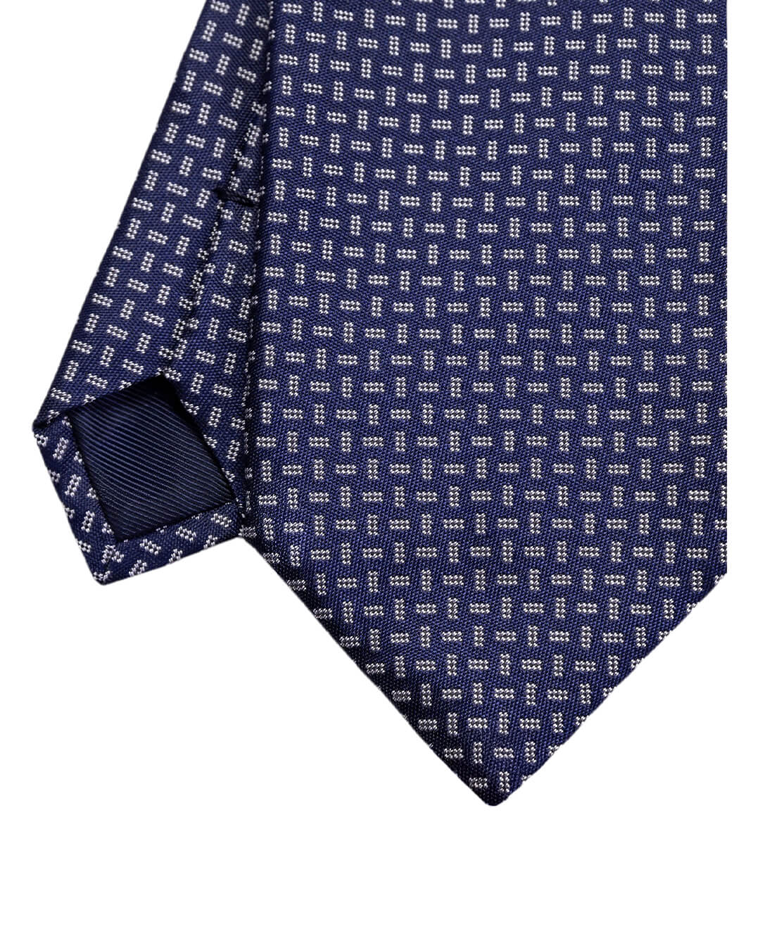 Navy Dotted Rectangle Italian Silk Tie