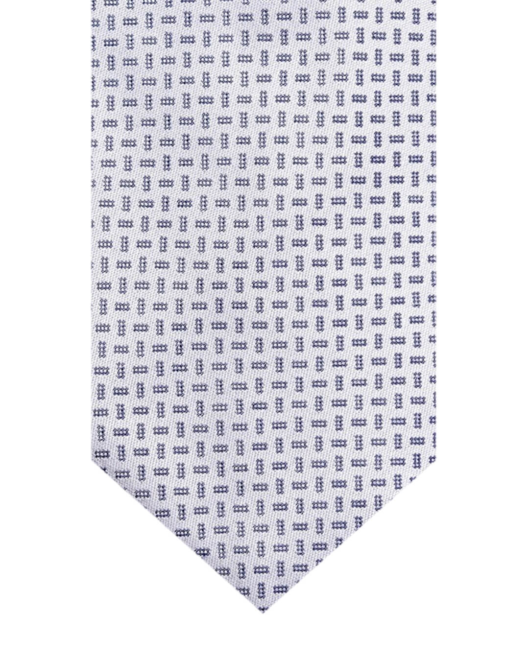 Navy Dotted Rectangle Italian Silk Tie