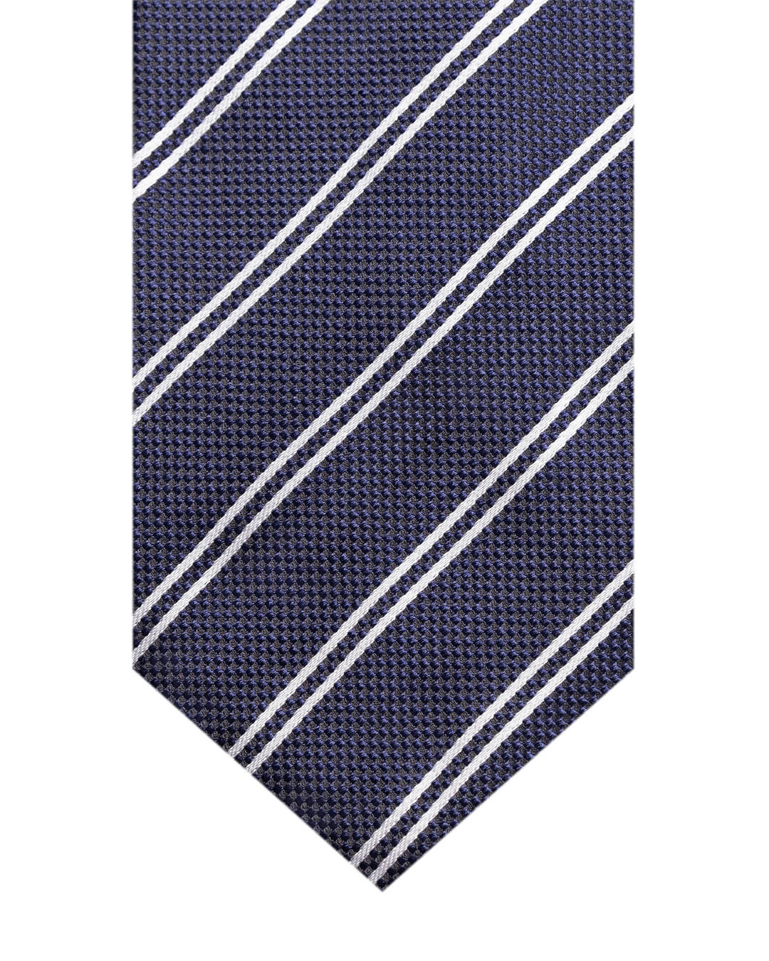 Navy Textured Stripe Italian Silk Tie