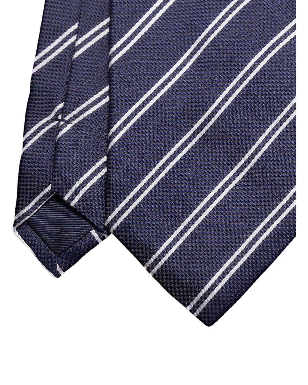 Navy Textured Stripe Italian Silk Tie