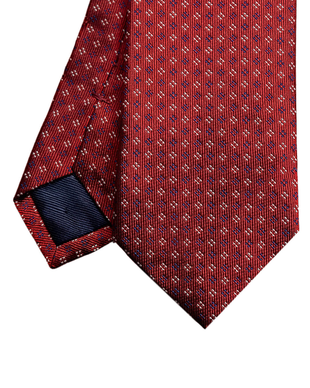 Red Micro Flower Italian Silk Skinny Tie