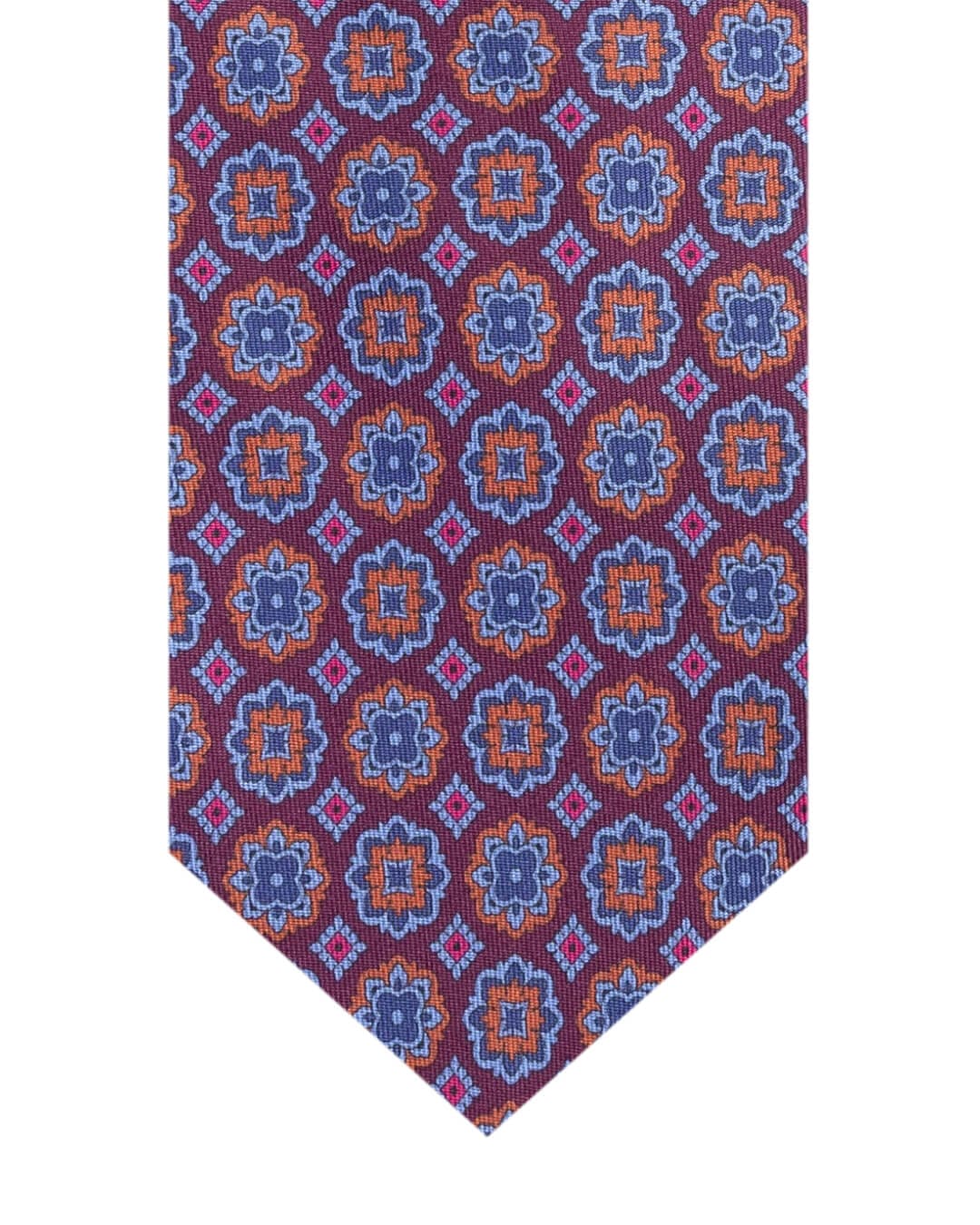 Gagliardi Burgundy Medallions Print Italian Silk Tie
