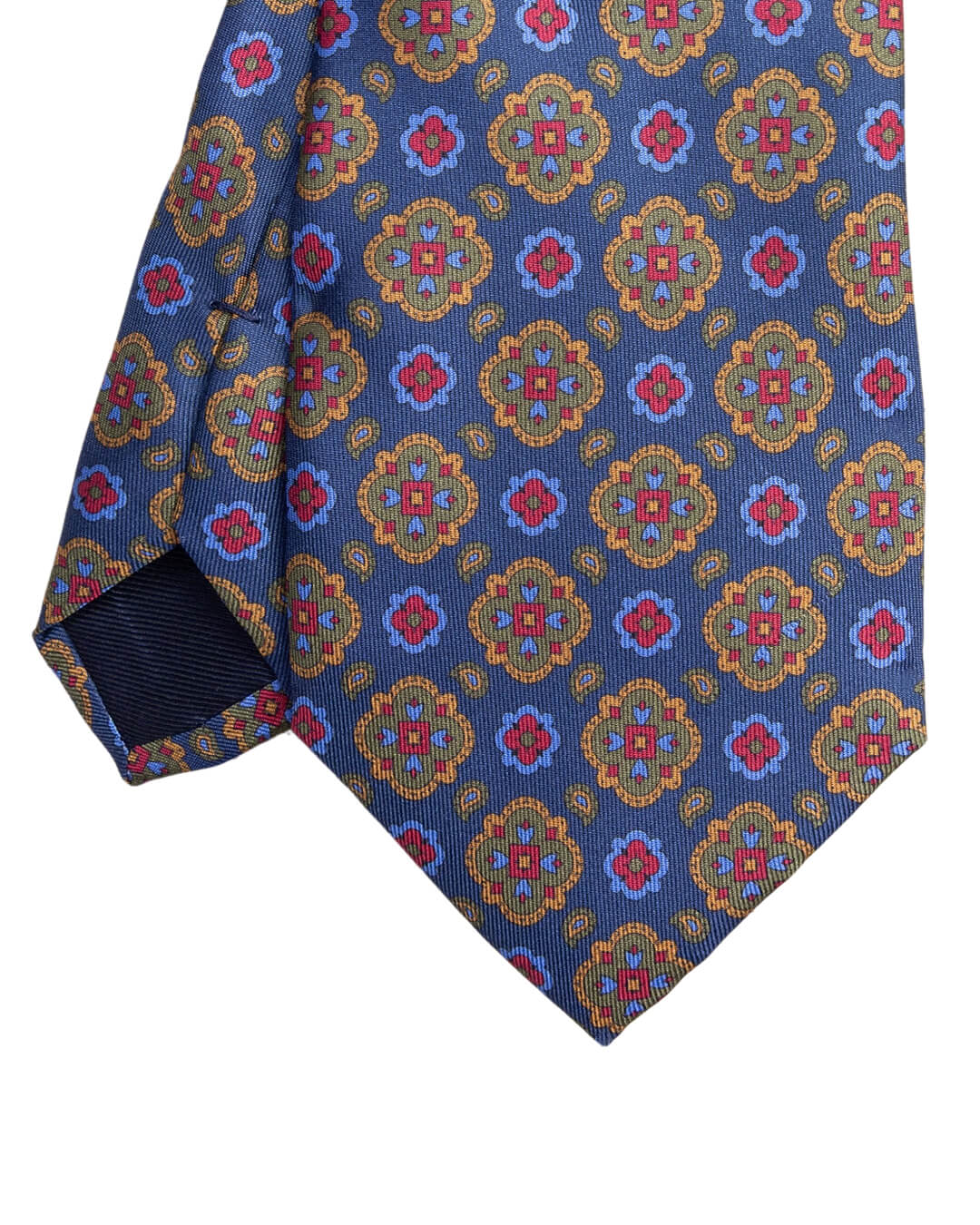 Gagliardi Navy Medallions Print Italian Silk Tie