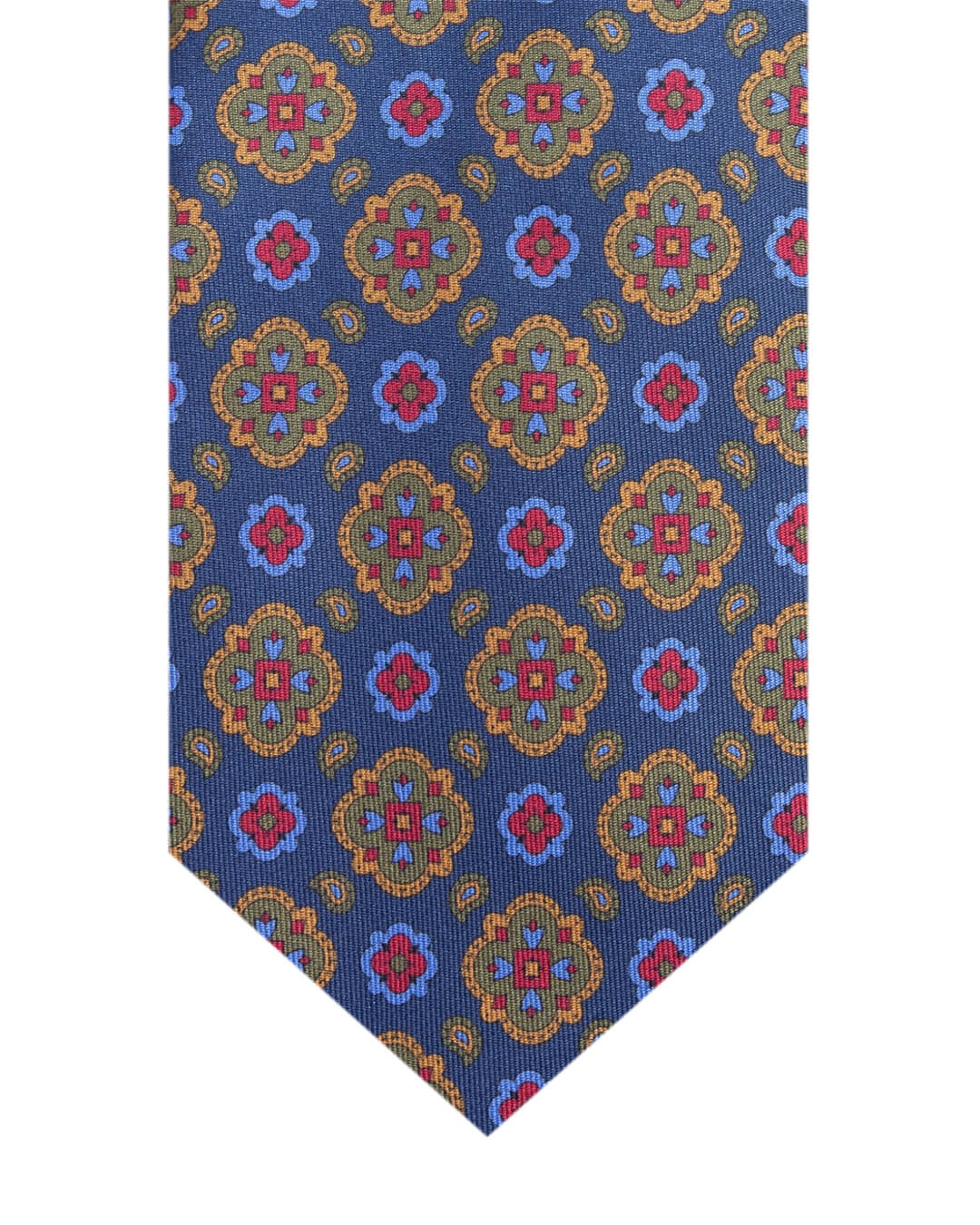 Gagliardi Navy Medallions Print Italian Silk Tie