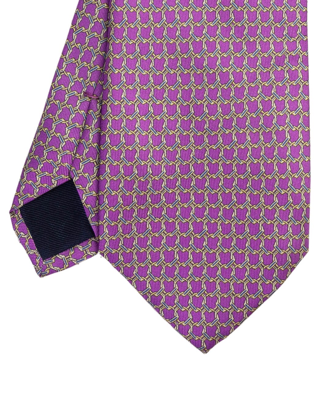 Gagliardi Magenta Chain Link Print Italian Silk Tie