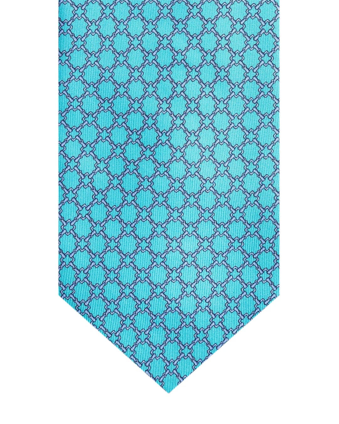 Gagliardi Turquoise Chain Link Print Italian Silk Tie