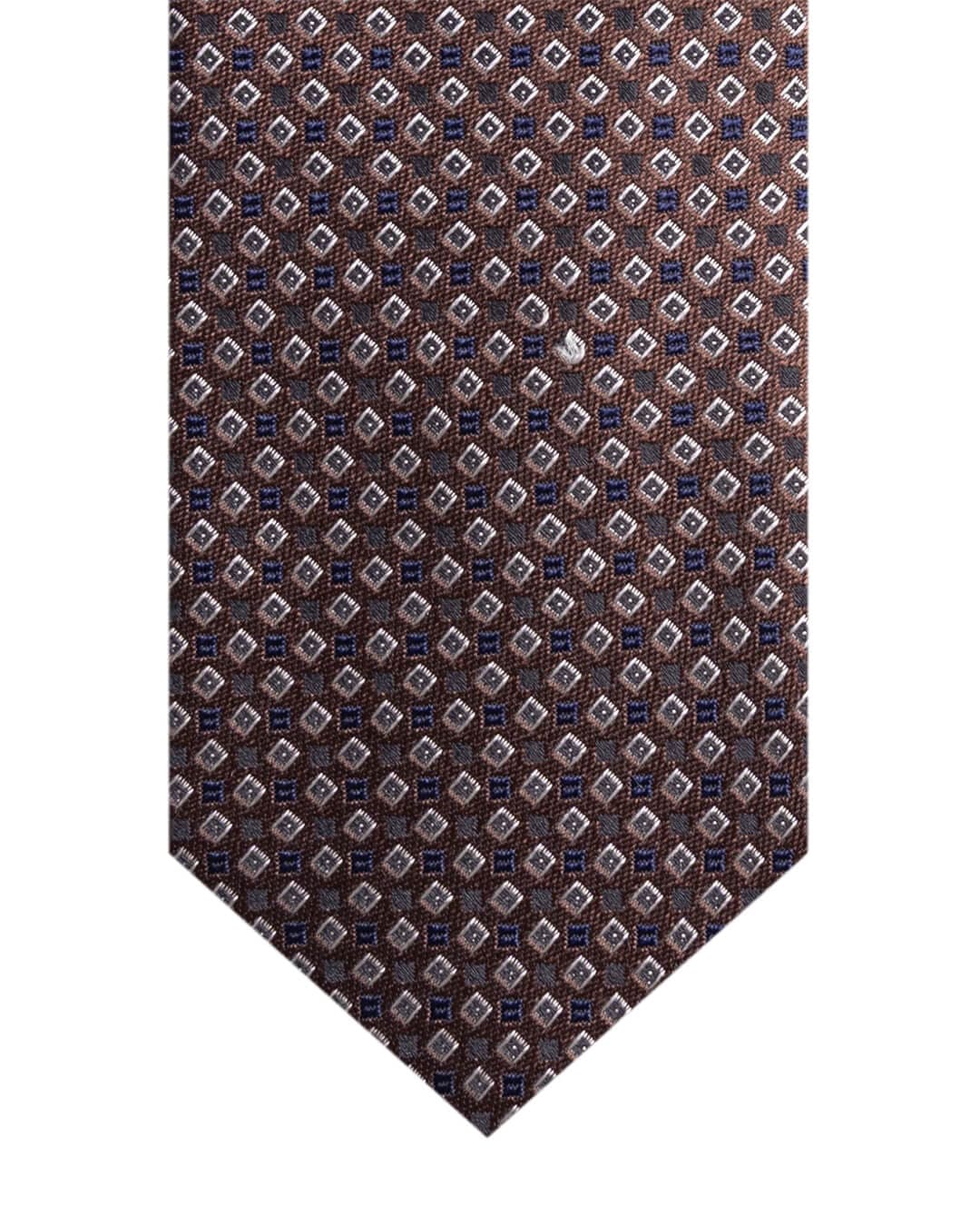 Gagliardi Brown Squares Italian Silk Skinny Tie
