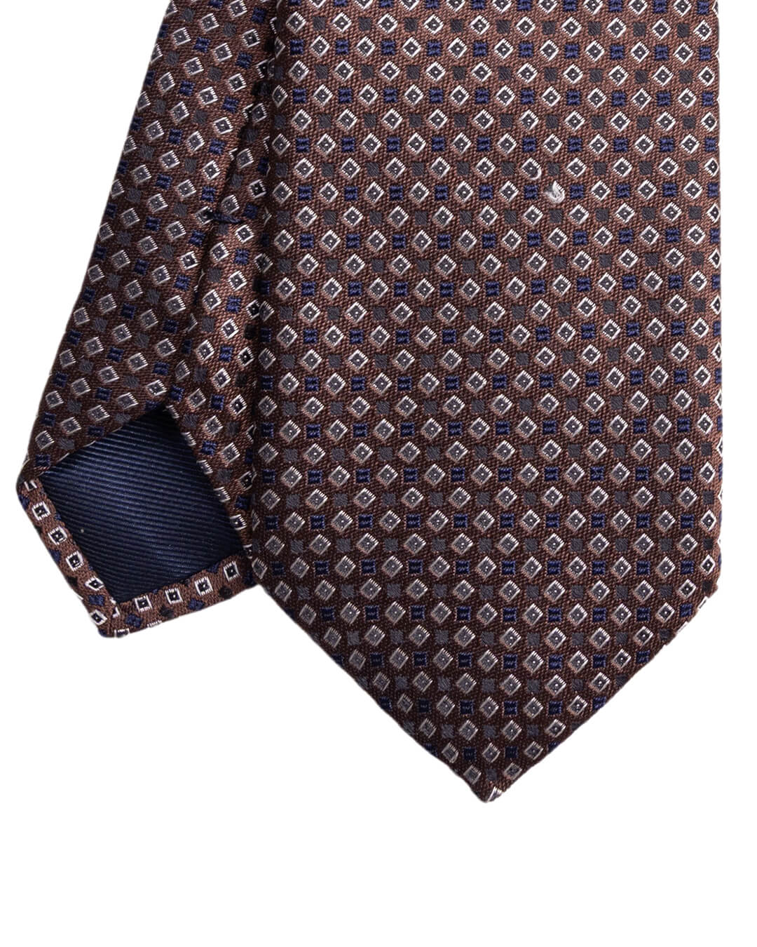 Gagliardi Brown Squares Italian Silk Skinny Tie
