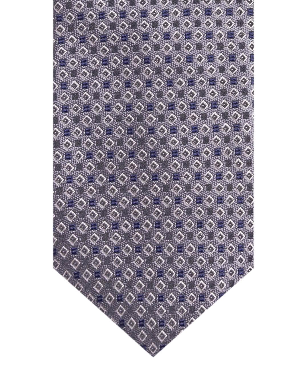 Gagliardi Grey Squares Italian Silk Skinny Tie
