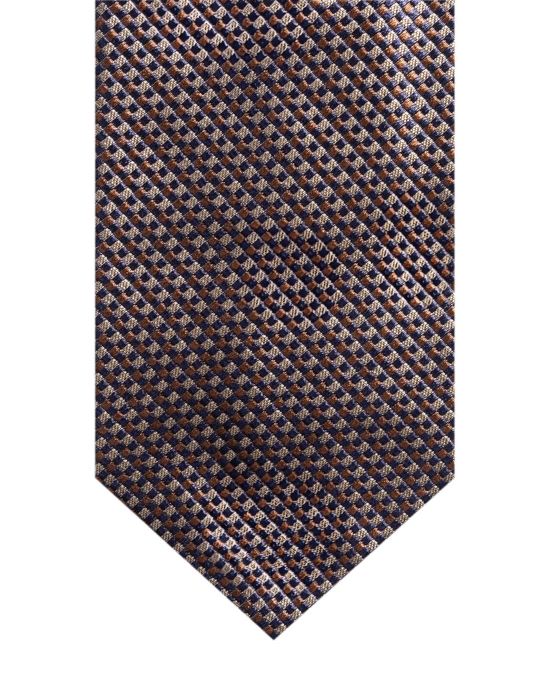 Brown Checkered Italian Silk Tie