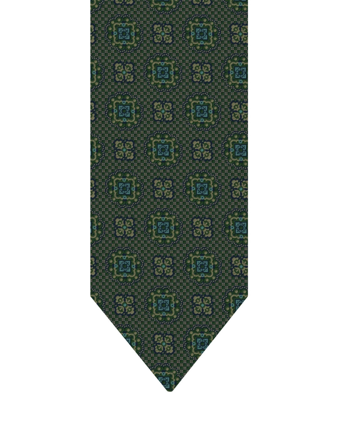 Gagliardi Olive Tie Italian Silk Textured Medallions