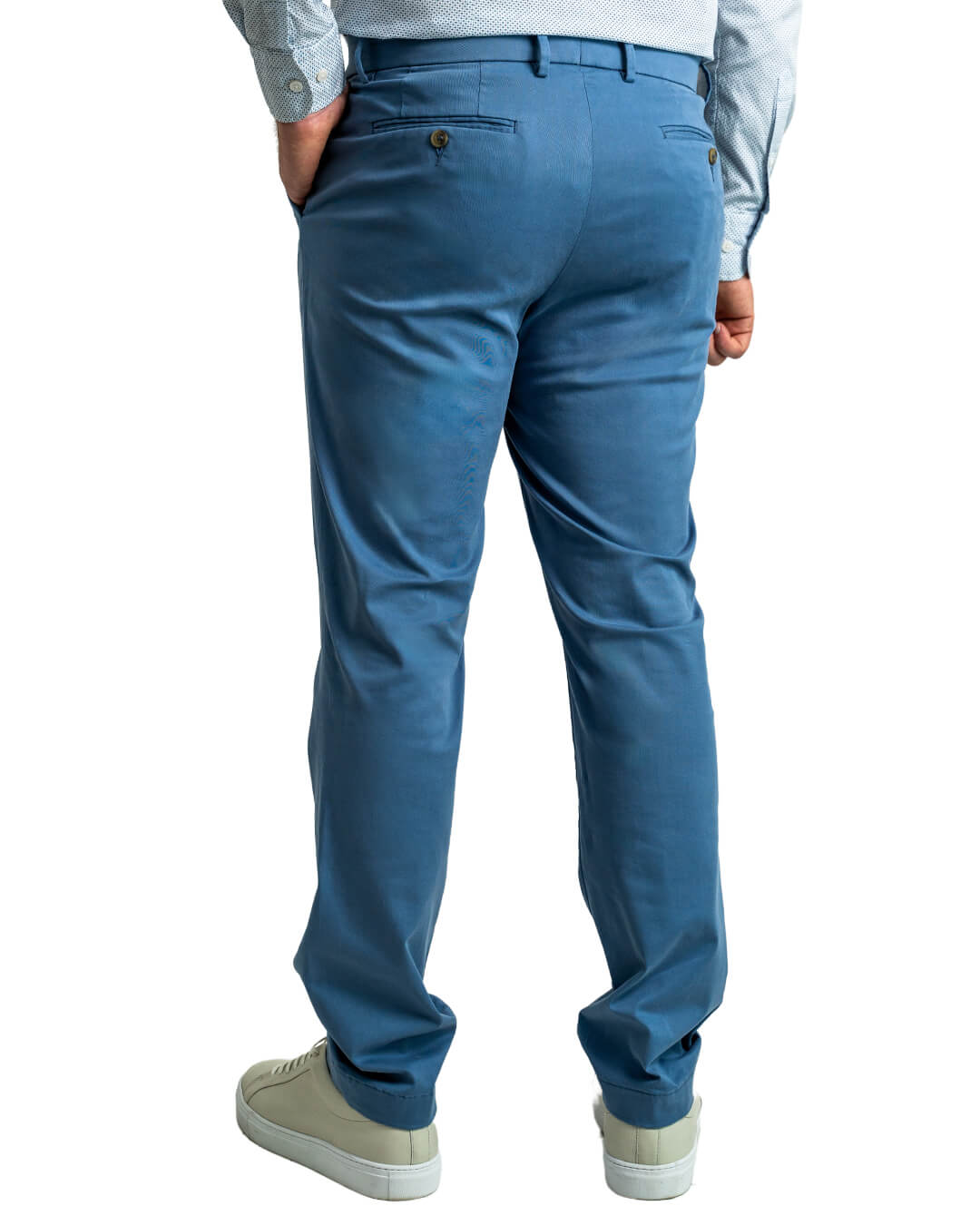 Gagliardi Light Blue Garment Washed Stretch Cotton Twill Trousers