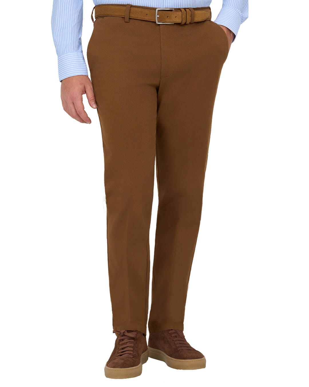 Gagliardi Camel Trousers Chinos Cotton Basketweave Stretch