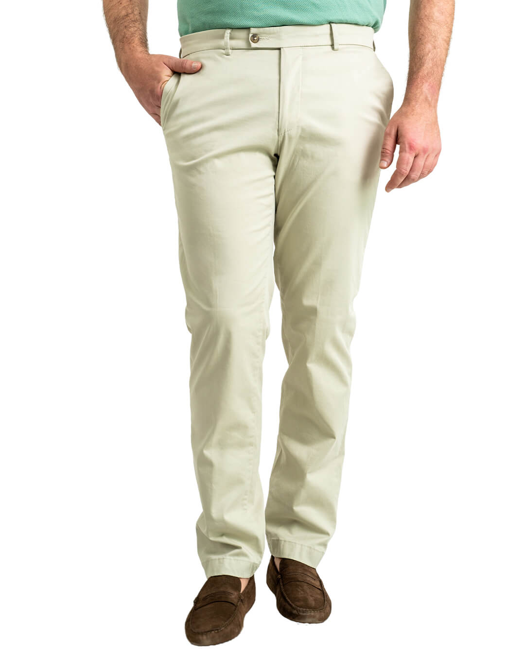 Stone Garment Washed Stretch Cotton Twill Trousers
