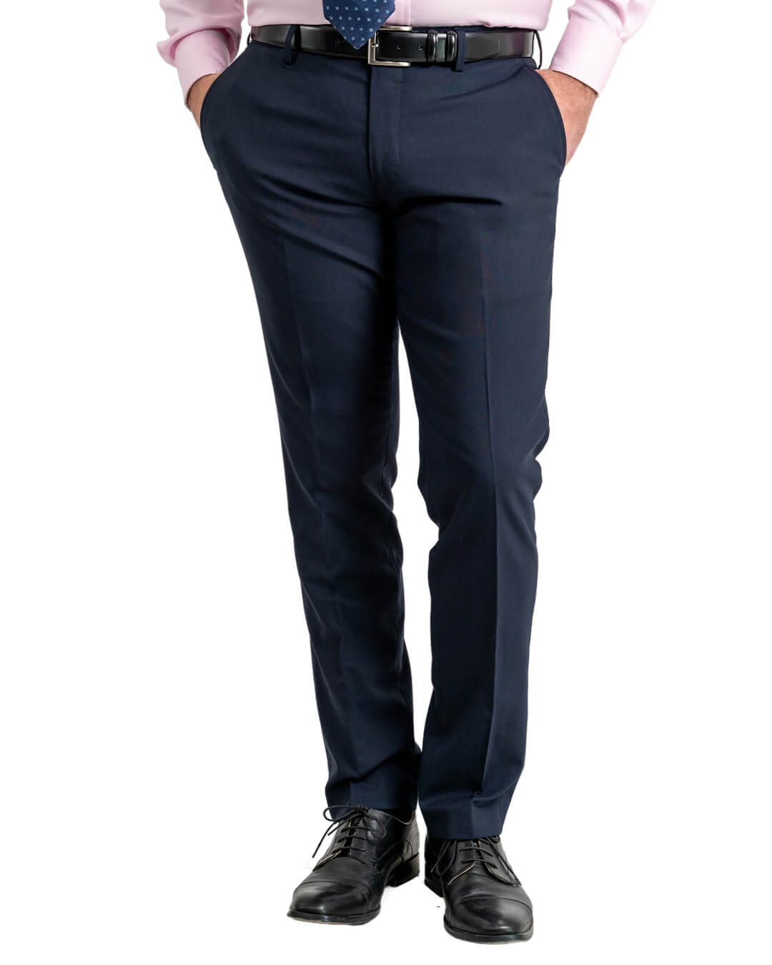 Navy Wool Stretch Suit Trousers
