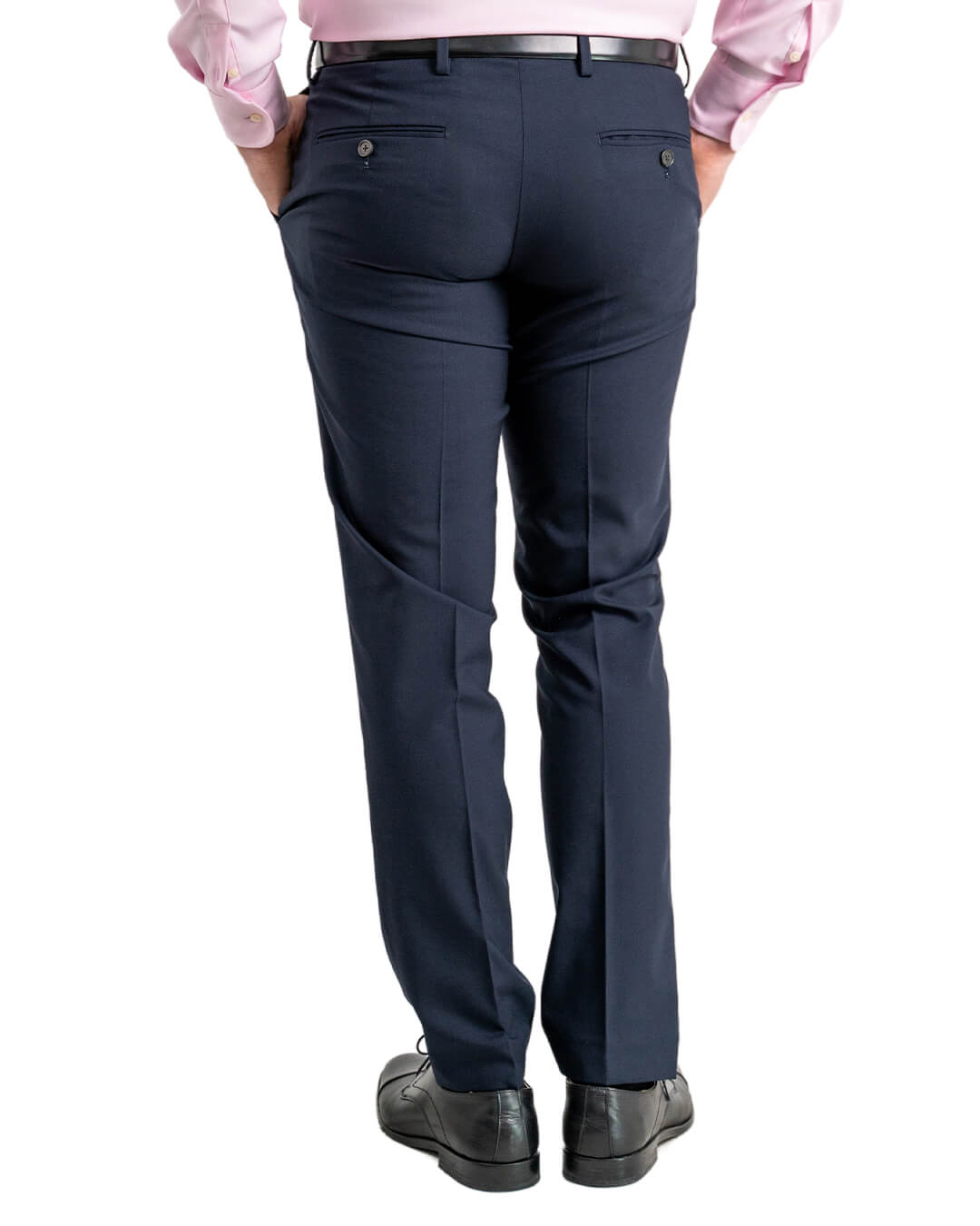 Navy Wool Stretch Suit Trousers