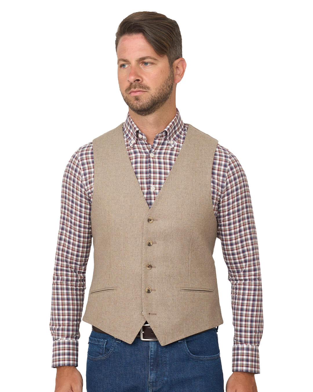 Gagliardi Stone Italian Melange Flannel Waistcoat