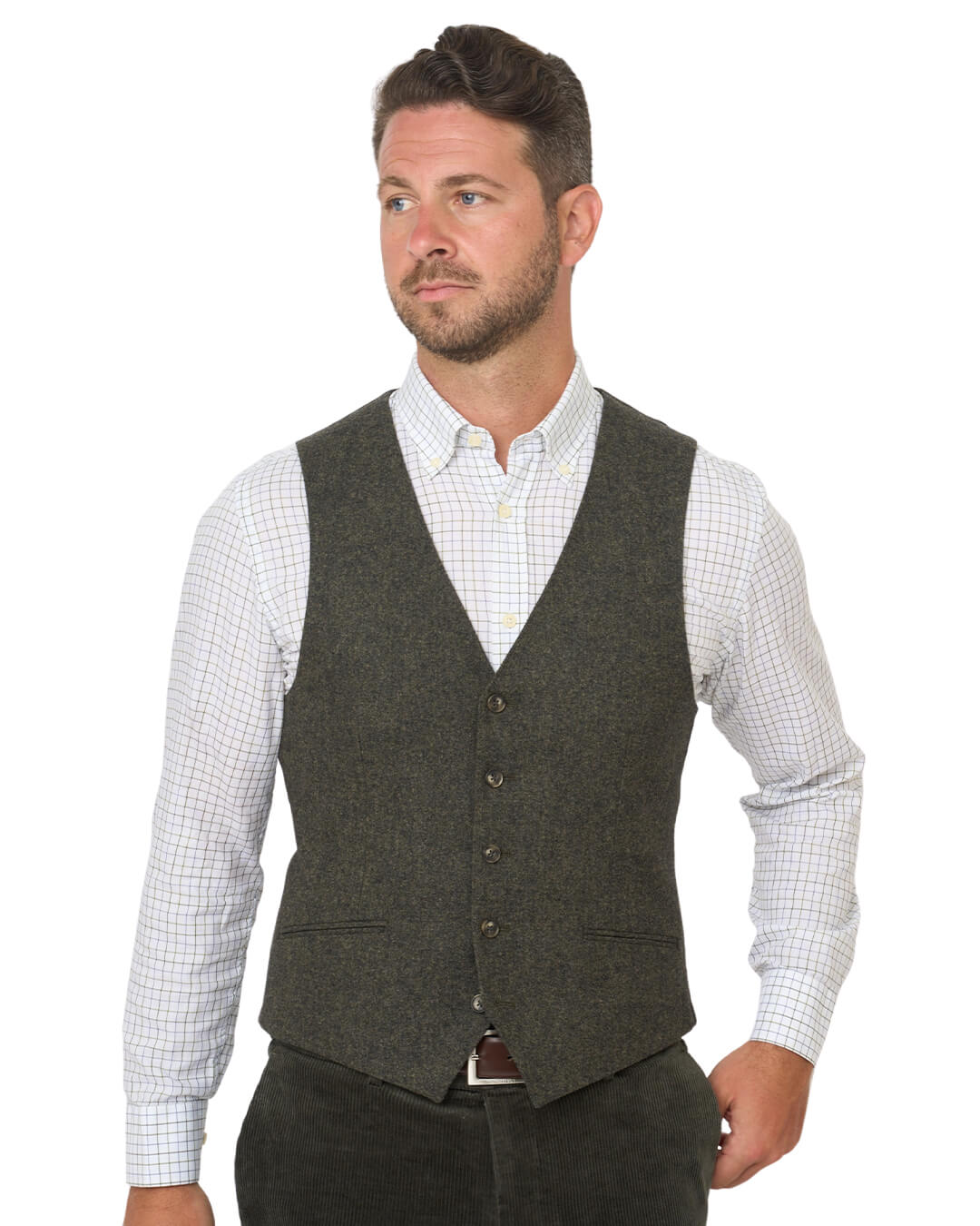 Gagliardi Green Donegal Wool Blend Waistcoat