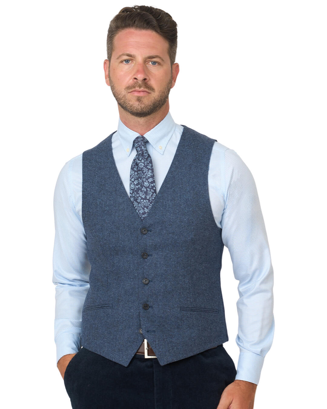 Gagliardi Blue Donegal Wool Blend Waistcoat