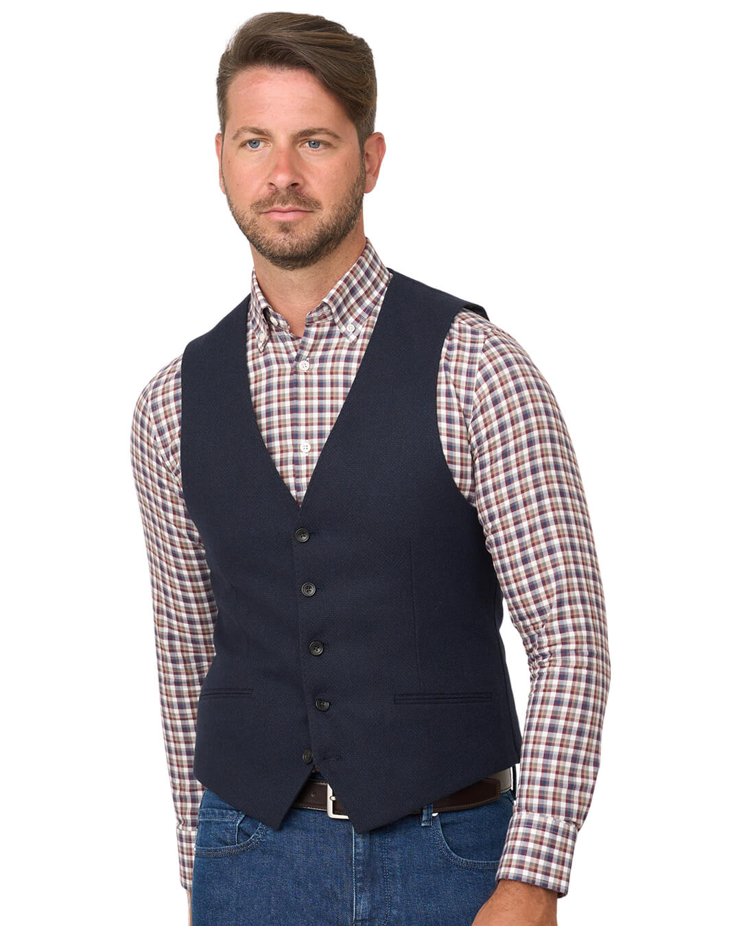 Gagliardi Navy Wool Cotton Waistcoat