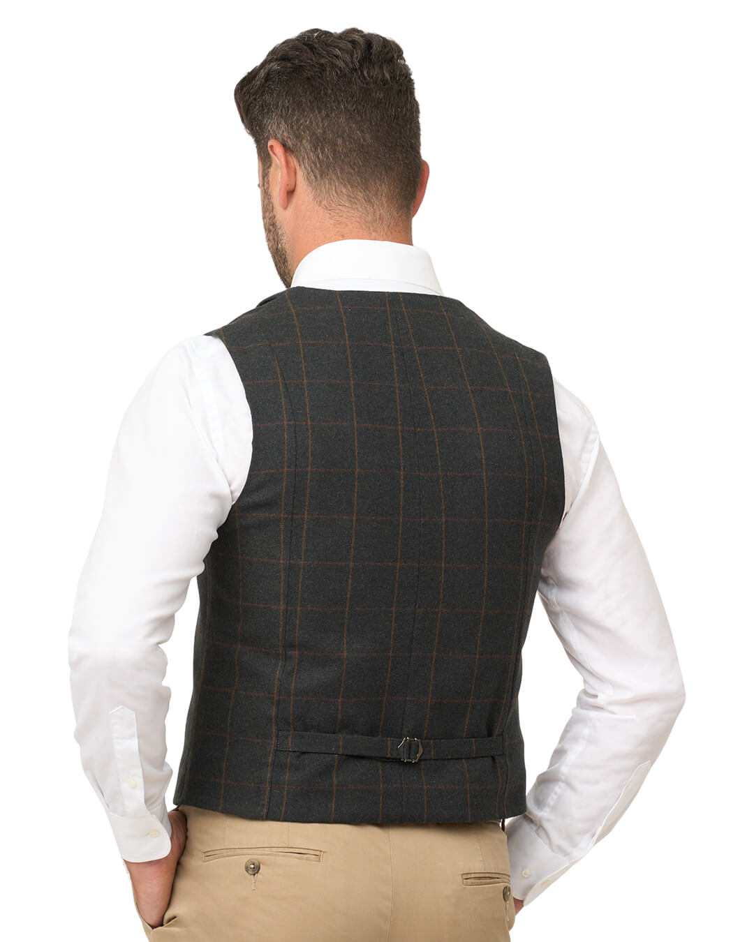 Gagliardi Green Windowpane Check Italian Flannel Waistcoat
